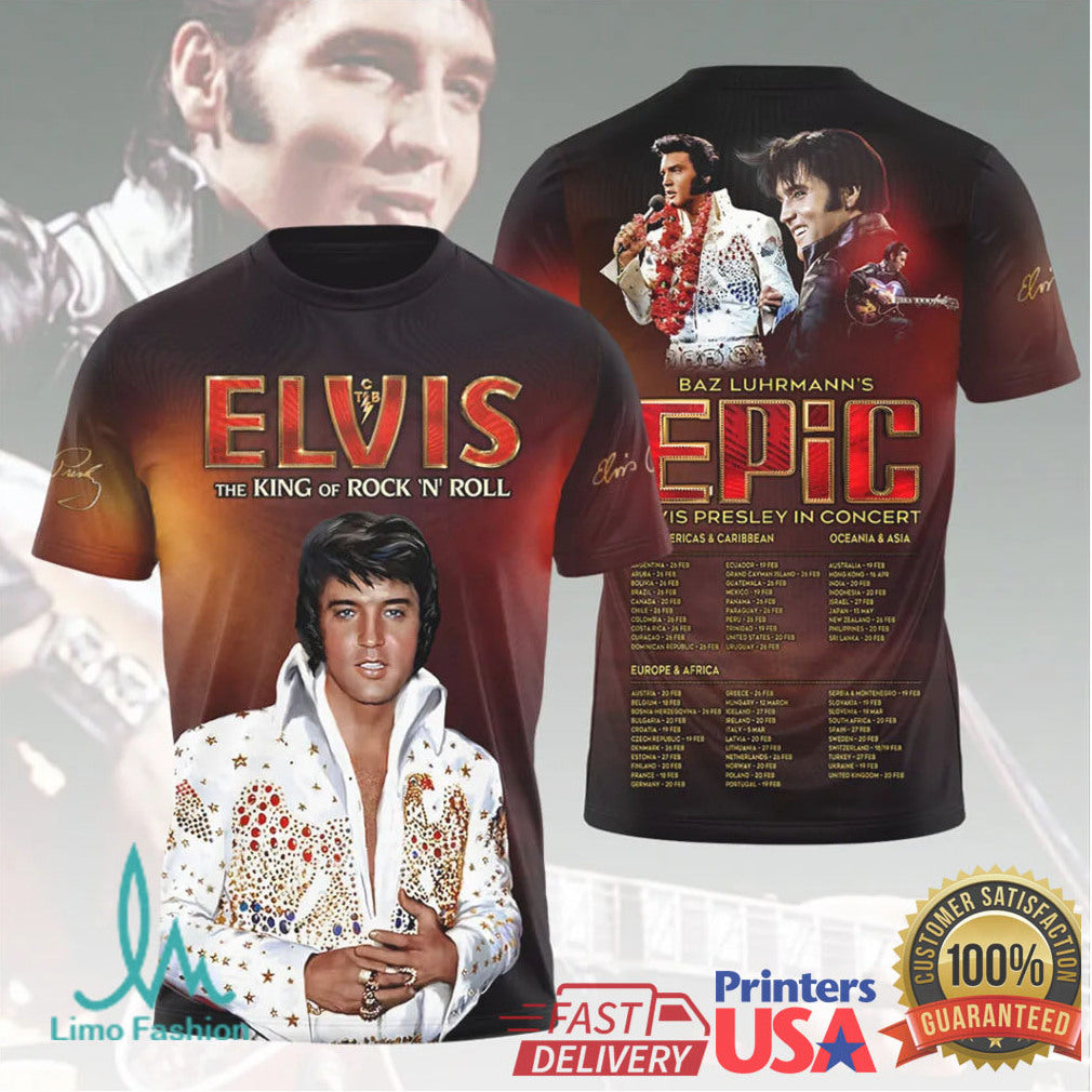 Elvis Presley The King Of Rock N Roll World Tour Vintage Fans T Shirt