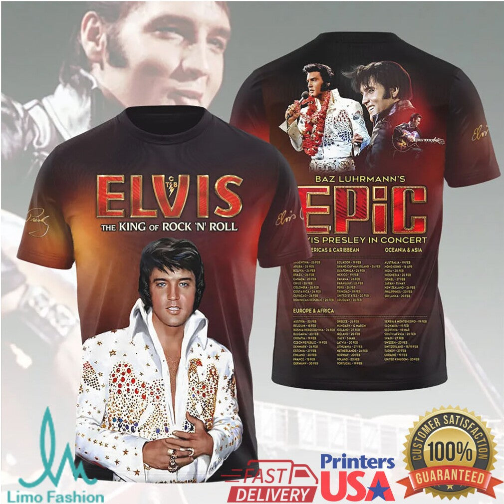 Elvis Presley The King Of Rock N Roll World Tour Vintage Fans T Shirt