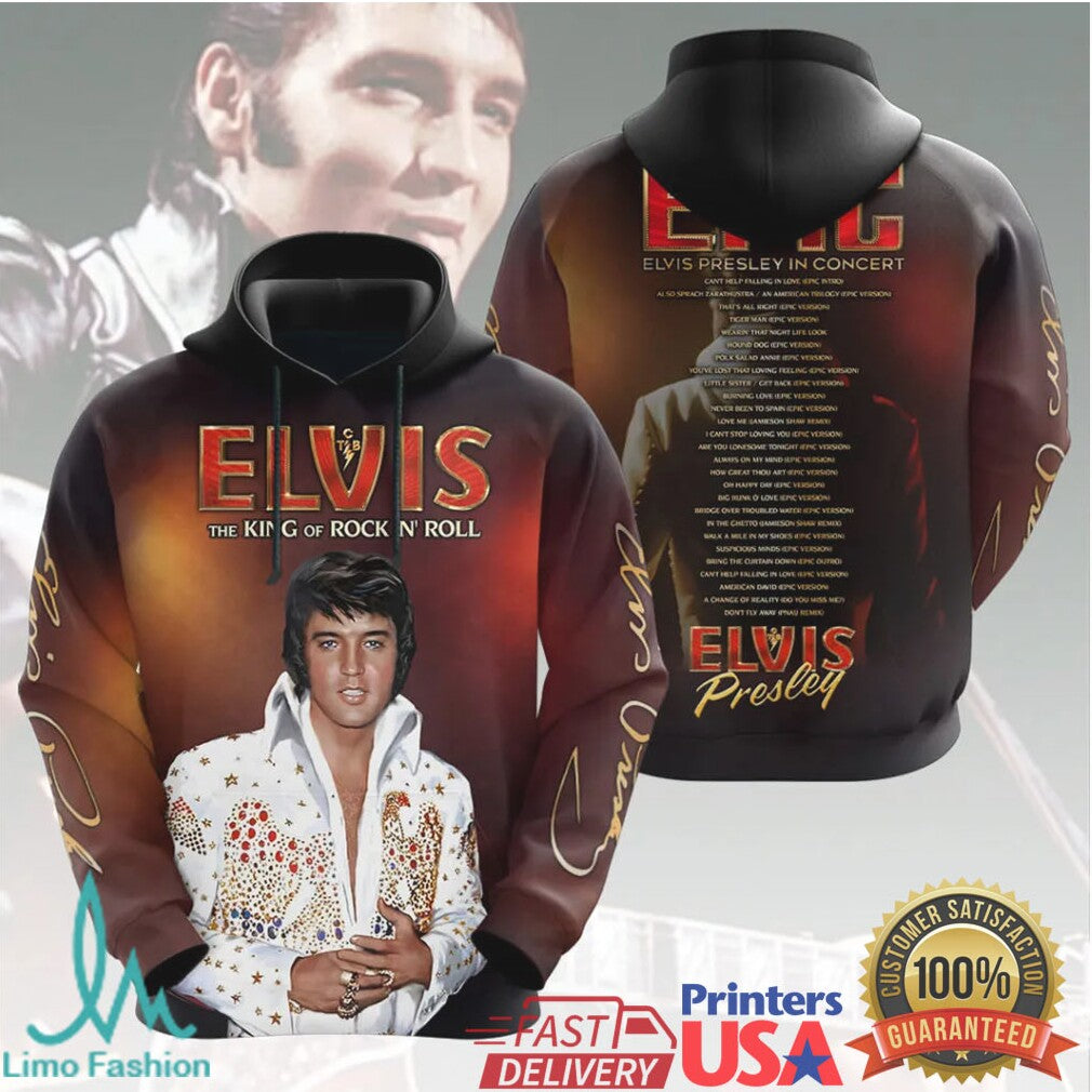 Elvis Presley The King of Rock N Roll Epic Concert Vintage Men Fans T Shirt - Limotees LLC