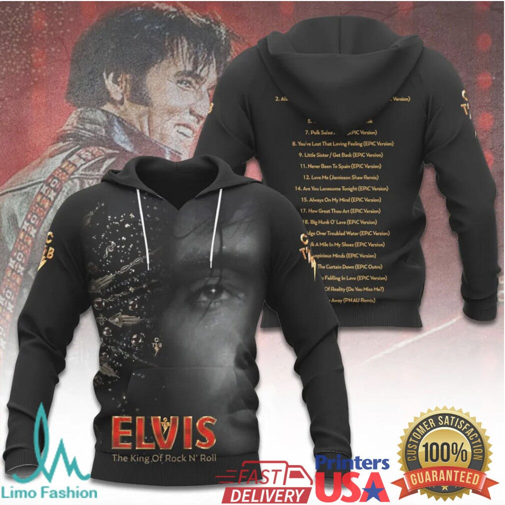 Elvis Presley The King of Rock N Roll Epic Live Concert Tracklist T Shirt - Limotees LLC