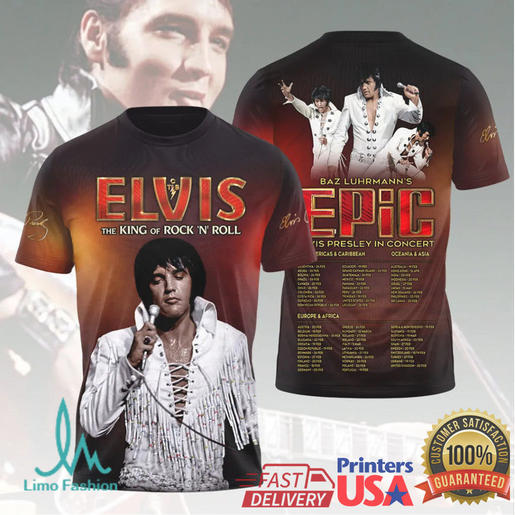 Elvis Presley White Jumpsuit Concert Style Vintage Rock N Roll Retro Music Fans T Shirt - Limotees LLC