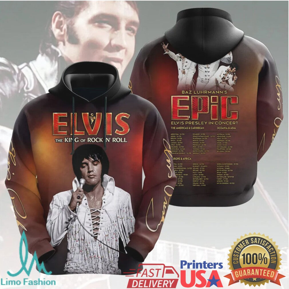 Elvis Presley White Jumpsuit Concert Style Vintage Rock N Roll Retro Music Fans T Shirt - Limotees LLC