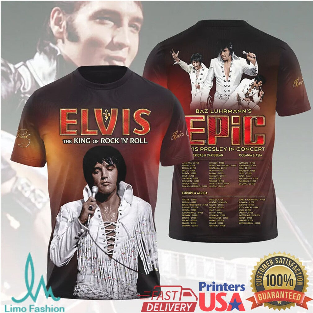 Elvis Presley White Jumpsuit Concert Style Vintage Rock N Roll Retro Music Fans T Shirt - Limotees LLC