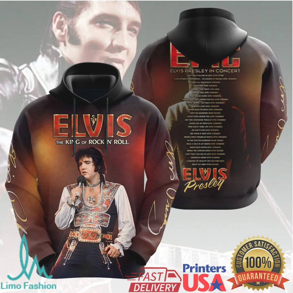 Elvis The King of Rock 'N' Roll Signature Setlist All Over Print T Shirt - Limotees LLC