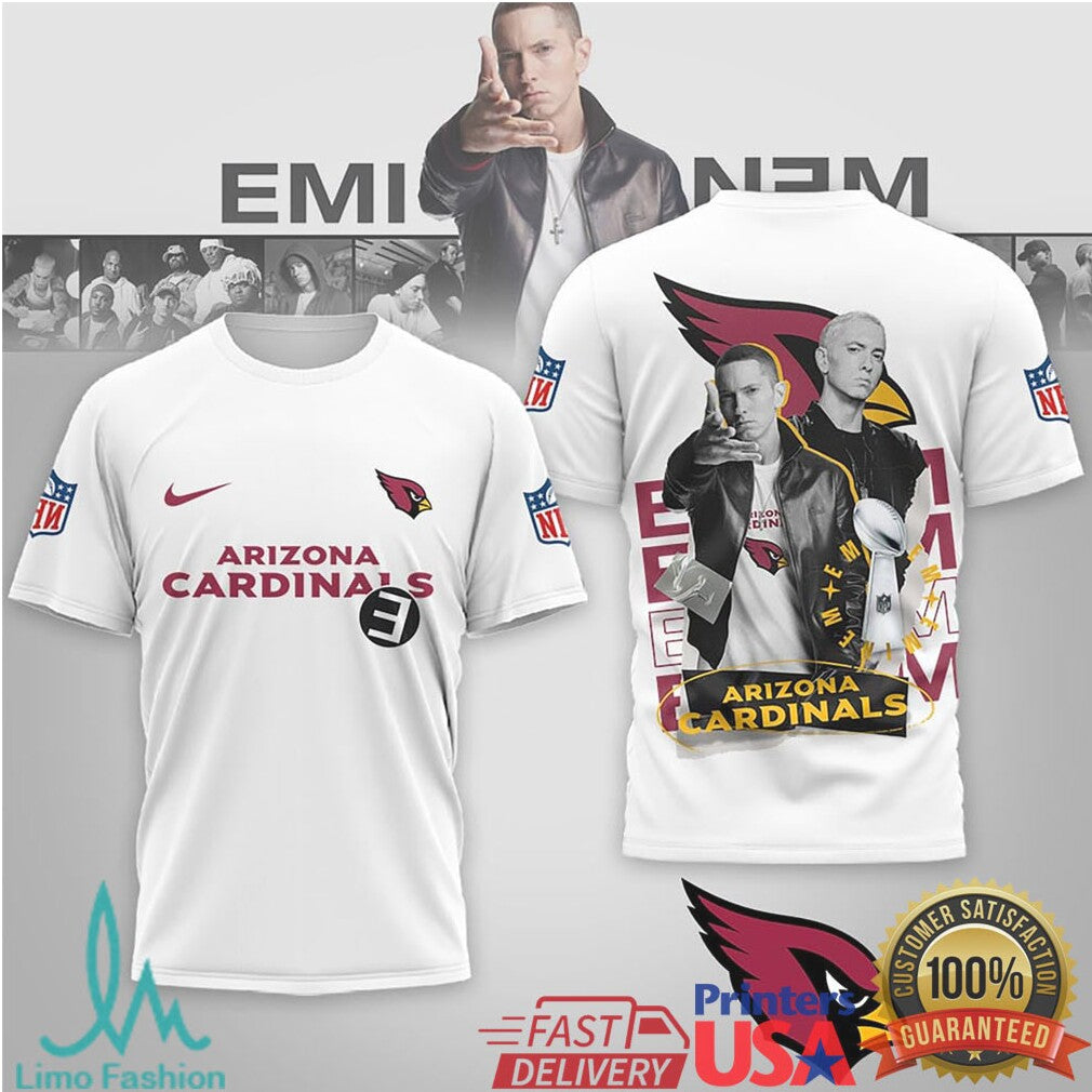 Eminem x Arizona Cardinals Hip Hop Legend 3D All Over Print Tee - Limotees LLC