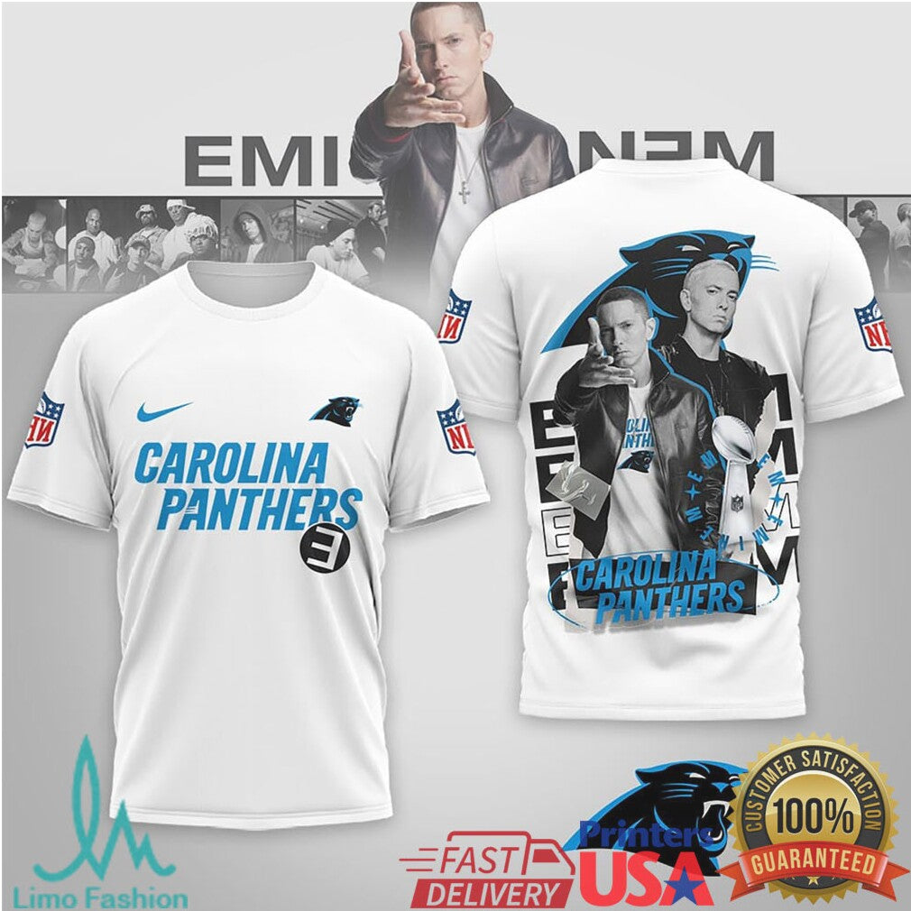Eminem x Carolina Panthers Slim Shady Music Graphic 3D T Shirt - Limotees LLC