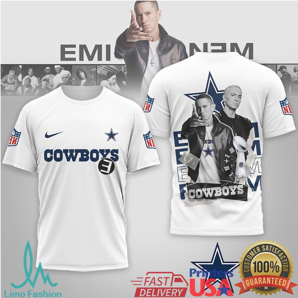 Eminem x Dallas Cowboys Slim Shady 3D Graphic Fan T Shirt - Limotees LLC