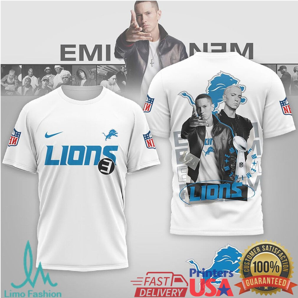 Eminem x Detroit Lions Hometown Legend 3D All Over Print Shirt - Limotees LLC