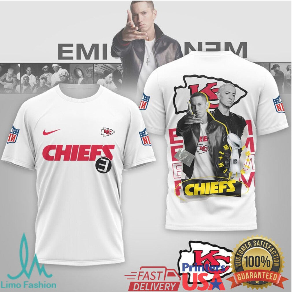 Eminem x Kansas City Chiefs Slim Shady 3D All Over Print T Shirt - Limotees LLC