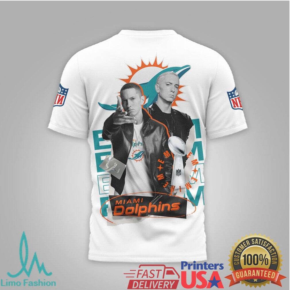 Eminem x Miami Dolphins Rap Hip Hop Graphic 3D Print T Shirt - Limotees LLC