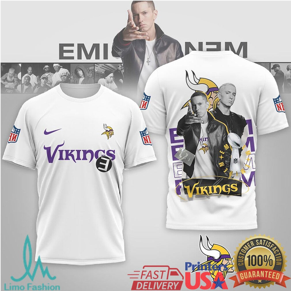 Eminem x Minnesota Vikings Rap Graphic 3D All Over Print Tee - Limotees LLC
