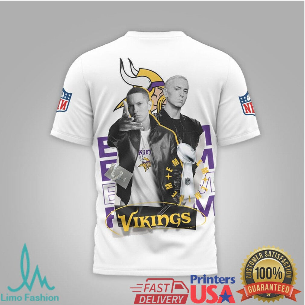 Eminem x Minnesota Vikings Rap Graphic 3D All Over Print Tee - Limotees LLC