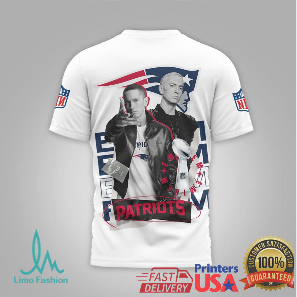 Eminem x New England Patriots Slim Shady 3D Fan Jersey T Shirt - Limotees LLC