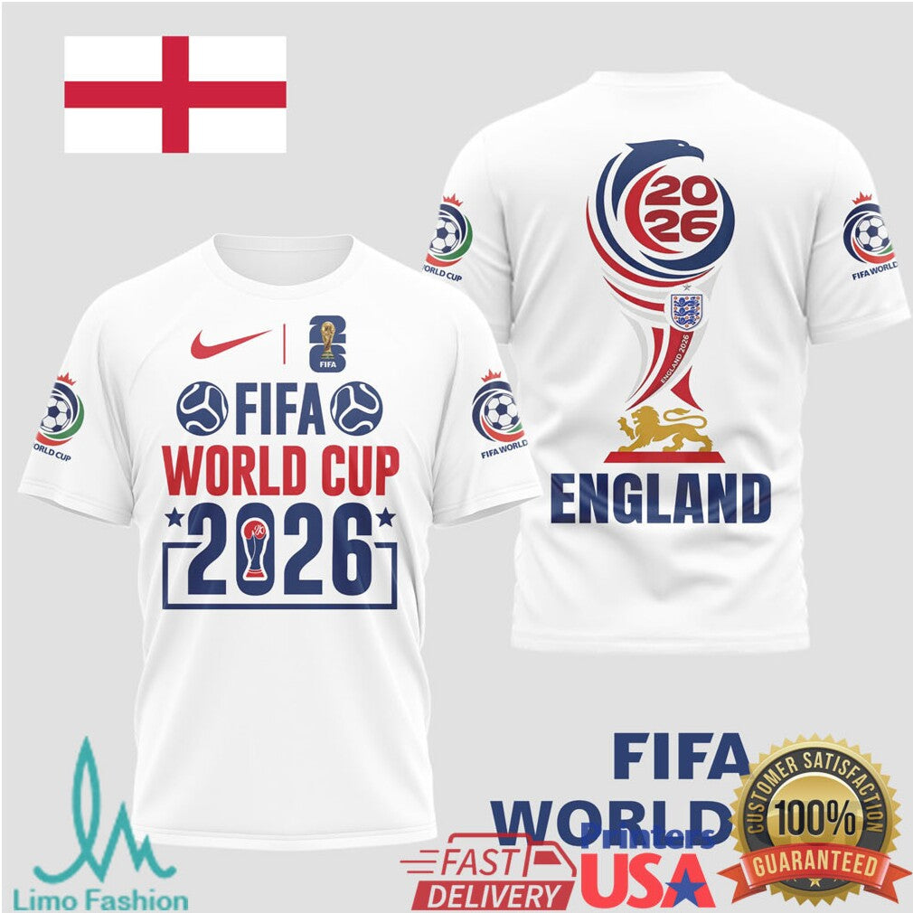 England FIFA World Cup 2026 Three Lions T Shirt National Team Fan Merchandise - Limotees LLC