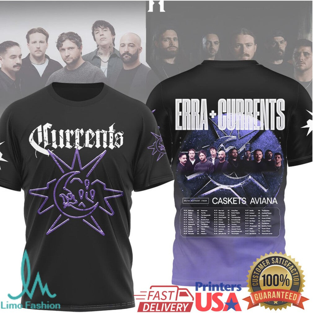 Erra and Currents Co Headline Tour Caskets Aviana Metal Band T Shirt - Limotees LLC
