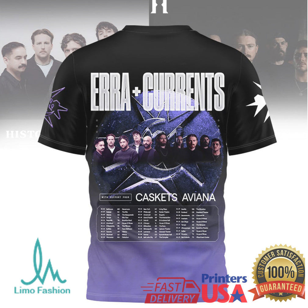 Erra and Currents Co Headline Tour Caskets Aviana Metal Band T Shirt - Limotees LLC