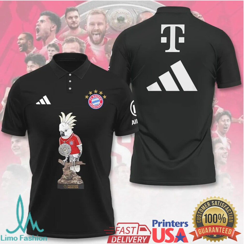 FC Bayern Munich Deutscher Meister Cockatoo Mascot Black 3D Apparel T Shirt - Limotees LLC