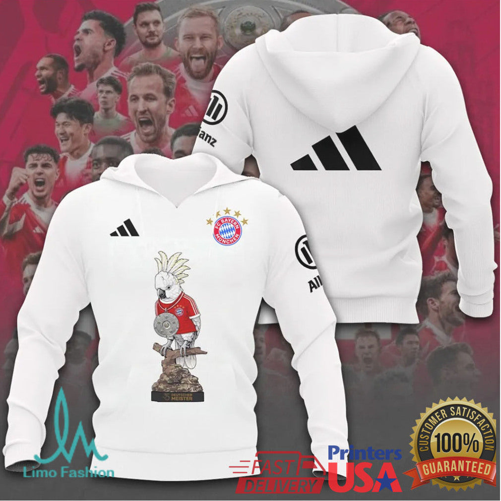 FC Bayern Munich Deutscher Meister Cockatoo Mascot White 3D Apparel T Shirt - Limotees LLC