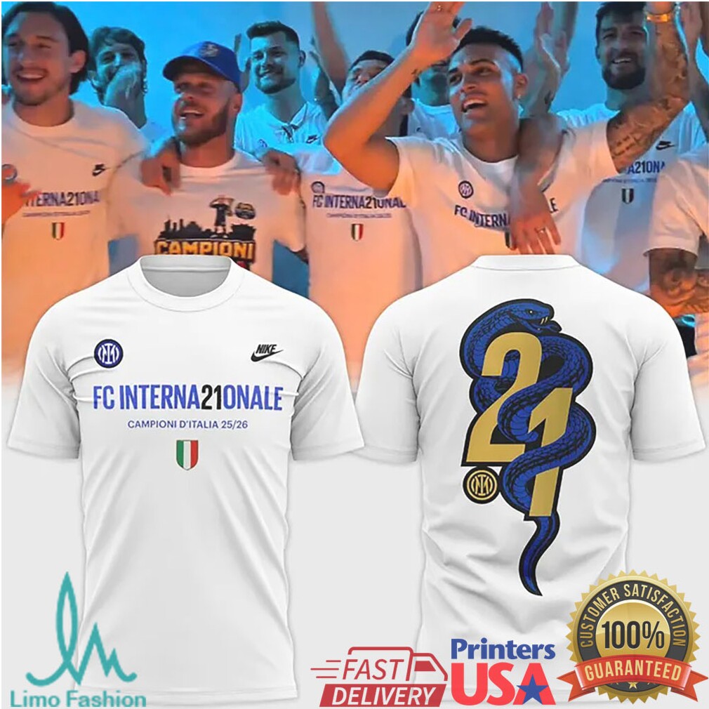 FC Internazionale Milano Campioni D'Italia 25.26 White Snake 21 T Shirt - Limotees LLC