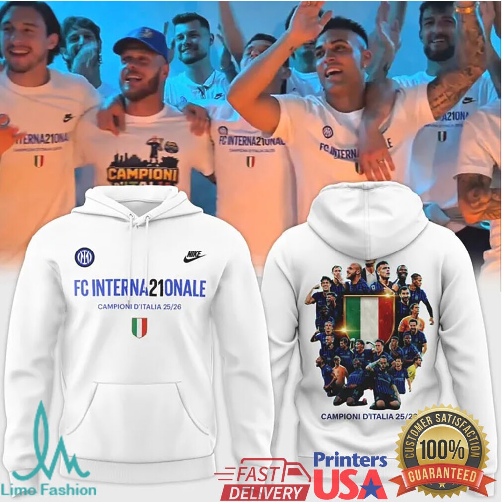 FC Internazionale Milano Team Celebration Campioni D'Italia 25.26 White T Shirt - Limotees LLC