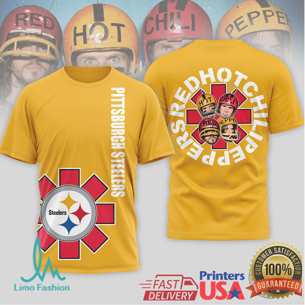 Pittsburgh Steelers Official NFL Red Hot Chilli Peppers 3D Shirt - Limotees LLC