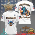 Dallas Cowboys Official NFL Stitch Harley Davidson 3D Shirt - Limotees LLC