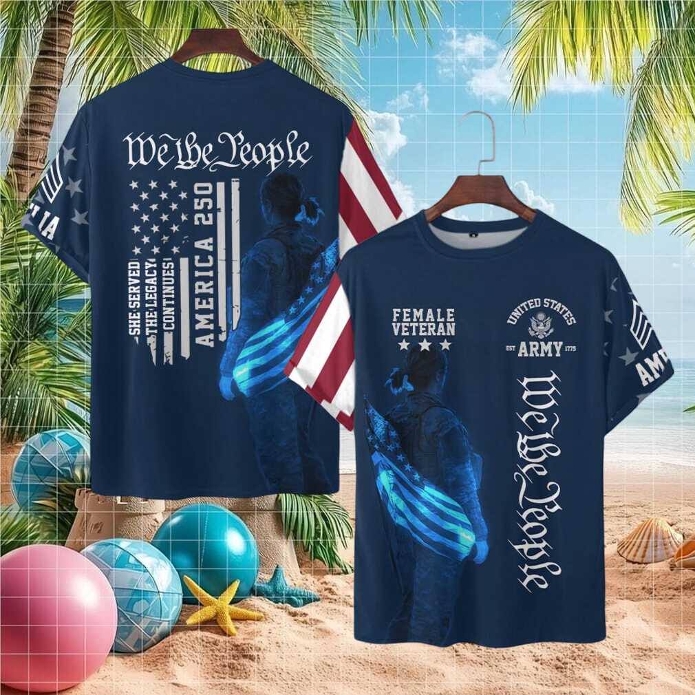 Female Veteran US Army 250 Year Legacy Patriotic Navy Blue T Shirt - Limotees LLC