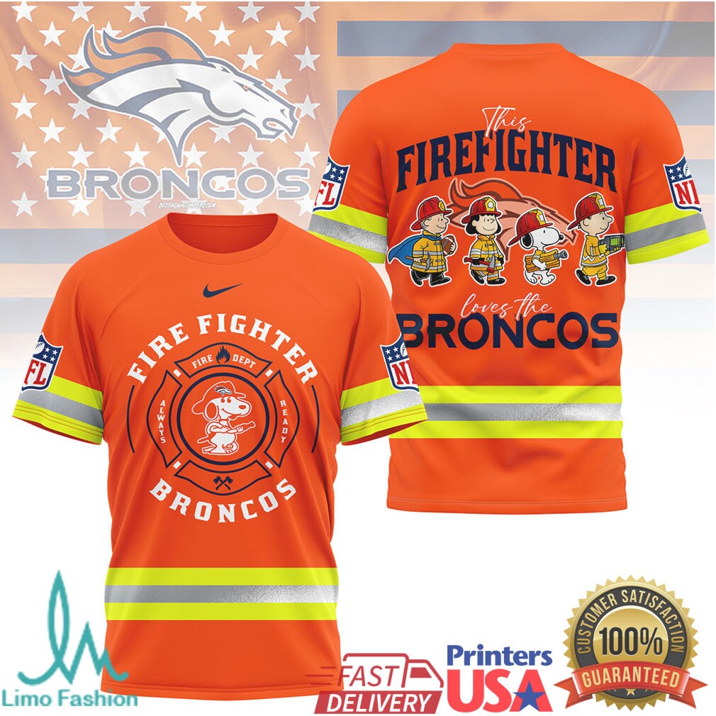 Firefighter Denver Broncos Snoopy Peanuts Fan Jersey Style T Shirt - Limotees LLC