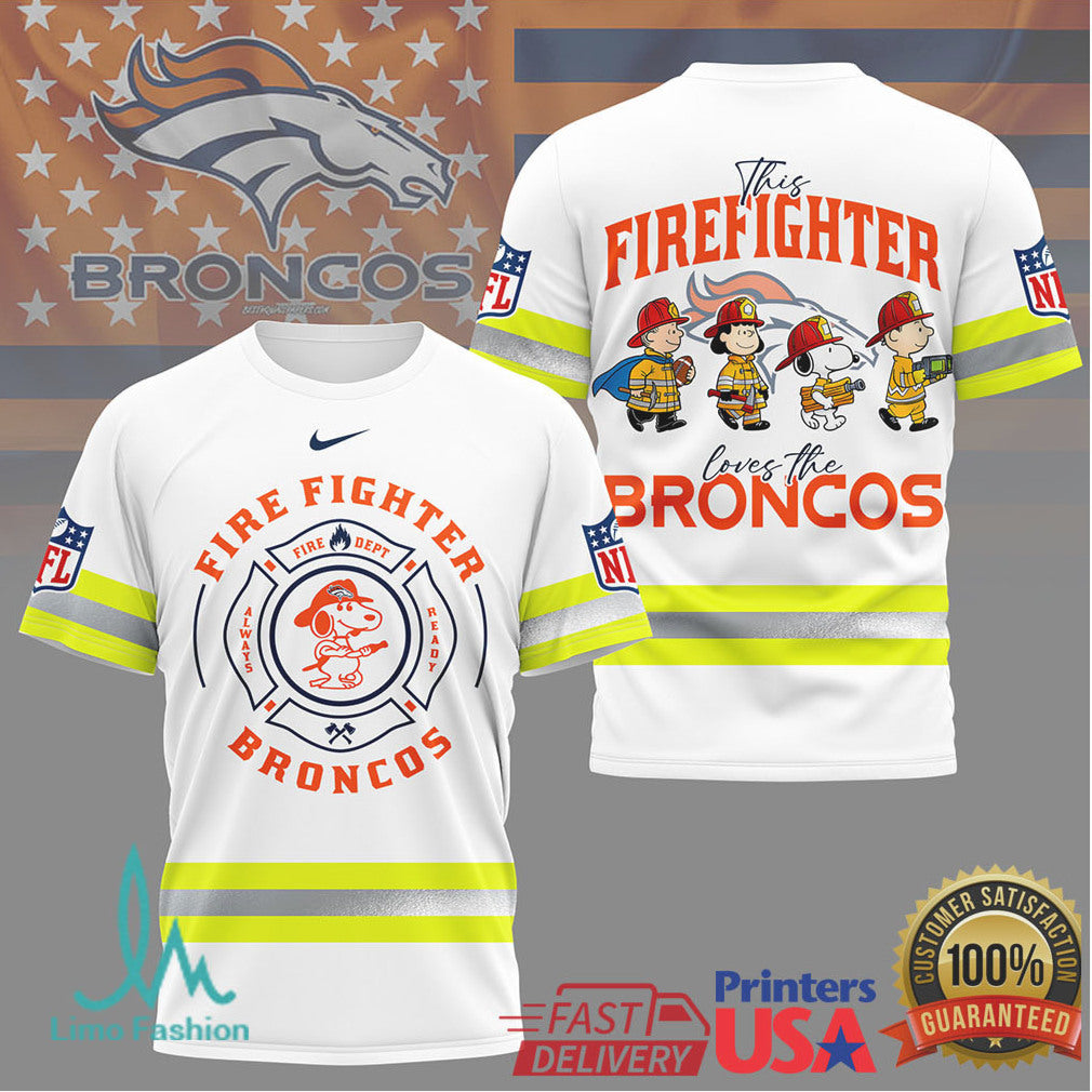 Firefighter Denver Broncos Snoopy Peanuts Fan Jersey Style T Shirt - Limotees LLC