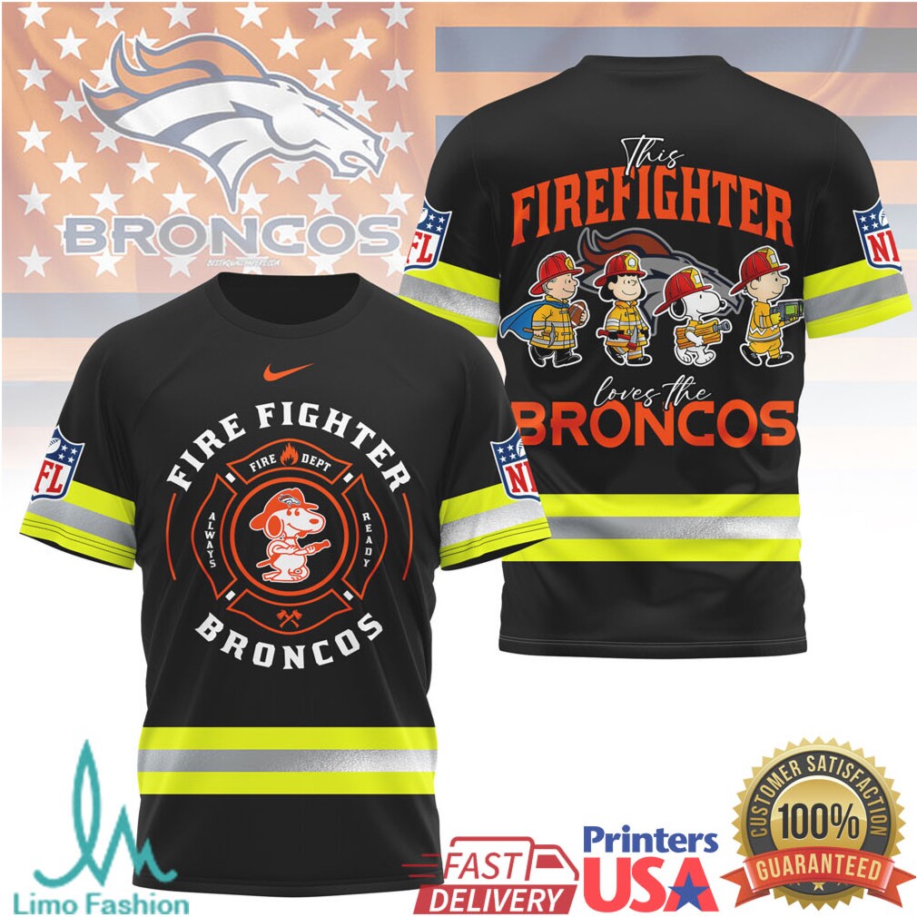 Firefighter Denver Broncos Snoopy Peanuts Fan Jersey Style T Shirt - Limotees LLC