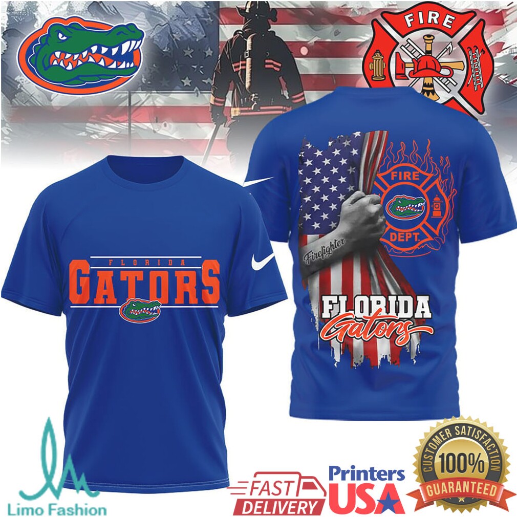 Florida Gators Firefighter Department USA Flag NCAA Hero T Shirt - Limotees LLC