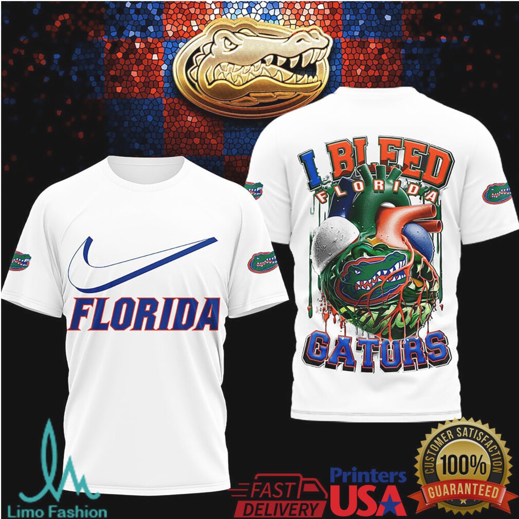 Florida Gators “I Bleed Orange & Blue” Heart Football T Shirt - Limotees LLC
