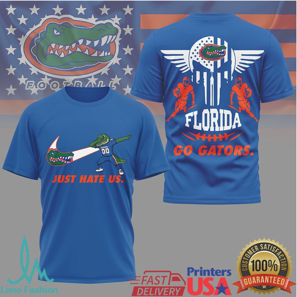 Florida Gators “Just Hate Us” Dabbing Mascot Fan T Shirt - Limotees LLC