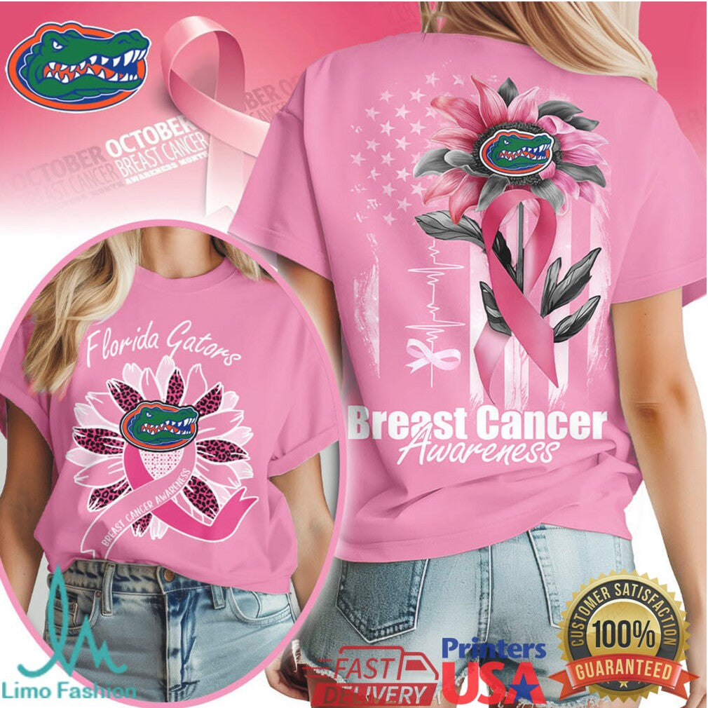 Florida Gators Sunflower Breast Cancer Awareness T Shirt - Limotees LLC