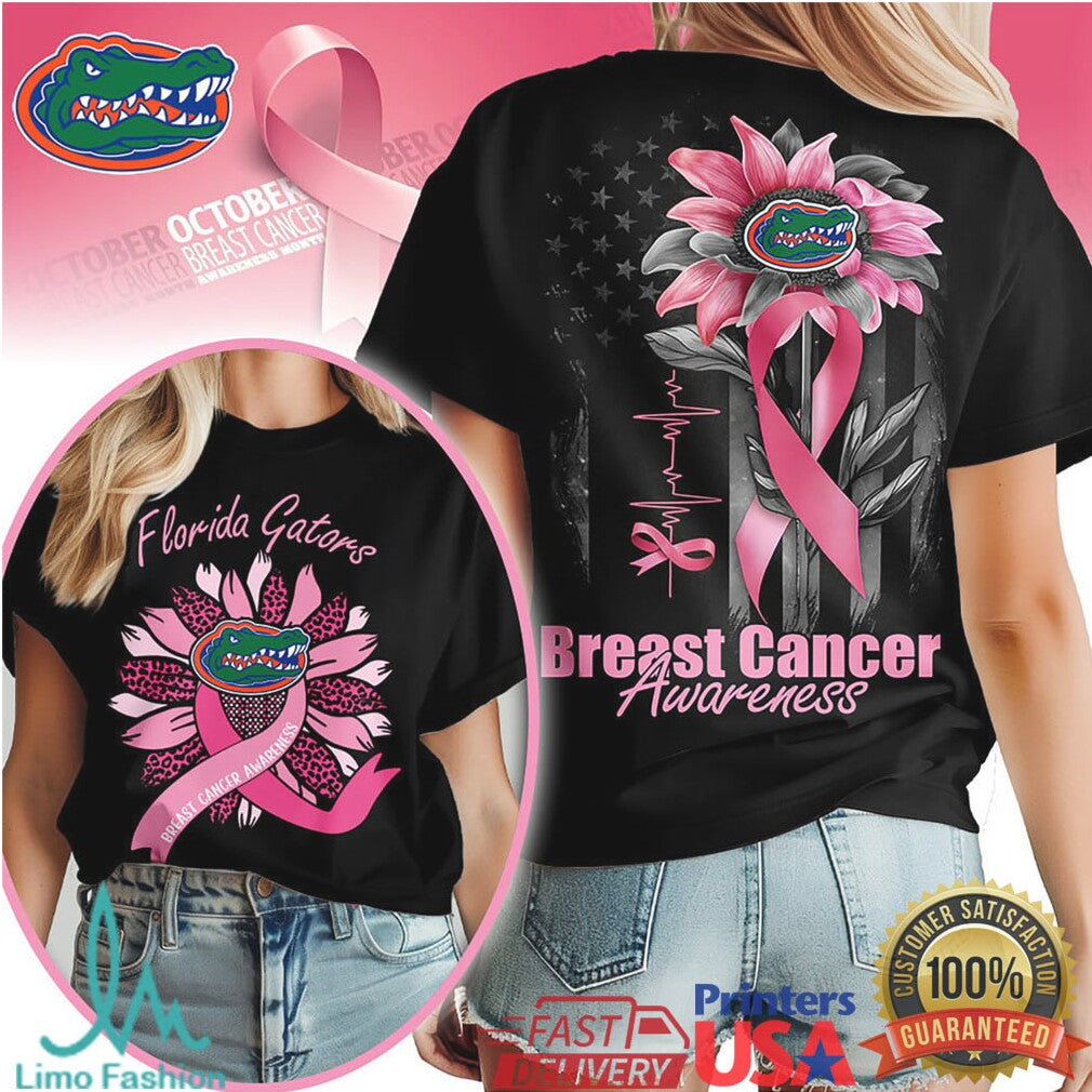 Florida Gators Sunflower Breast Cancer Awareness T Shirt - Limotees LLC