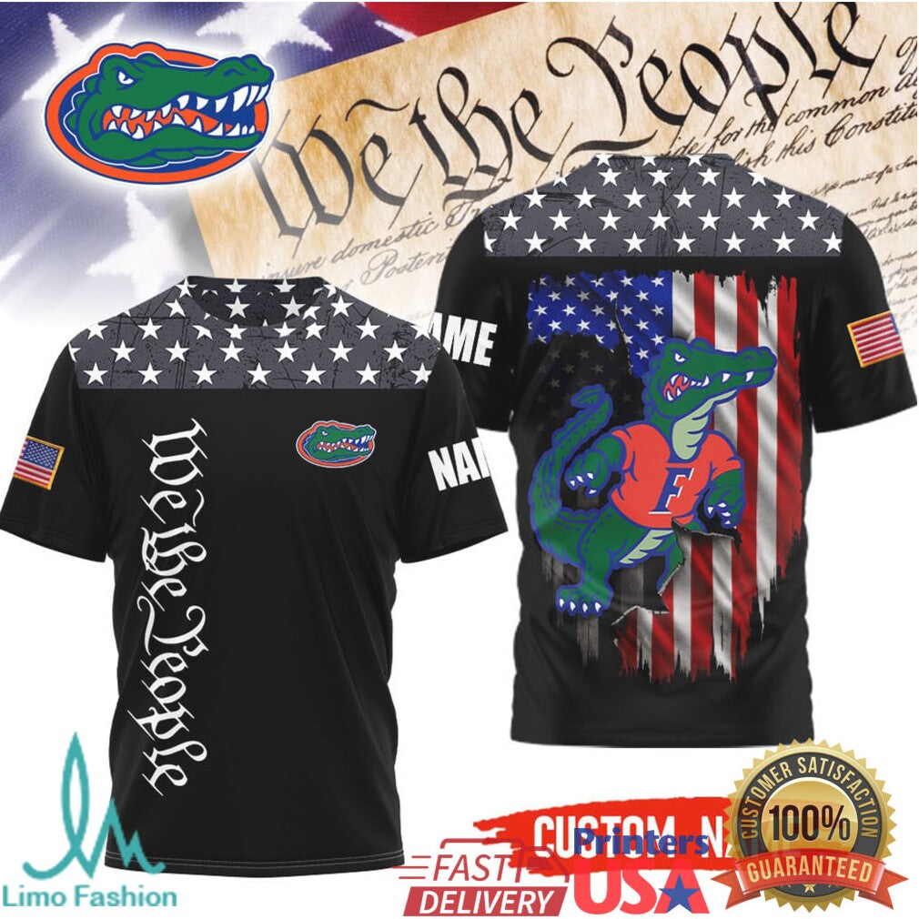 Florida Gators We The People Mascot Custom Name American Flag Patriot T Shirt - Limotees LLC