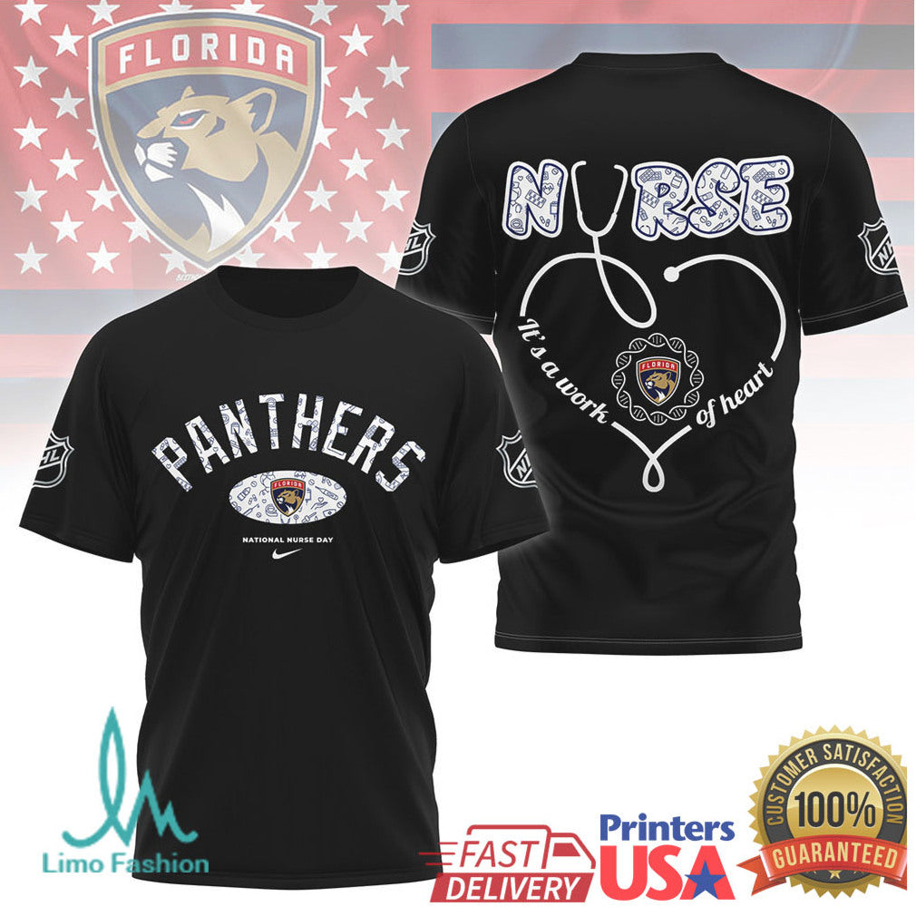 Florida Panthers Nurse Shirt NHL Hockey Stethoscope Heart Design T Shirt - Limotees LLC