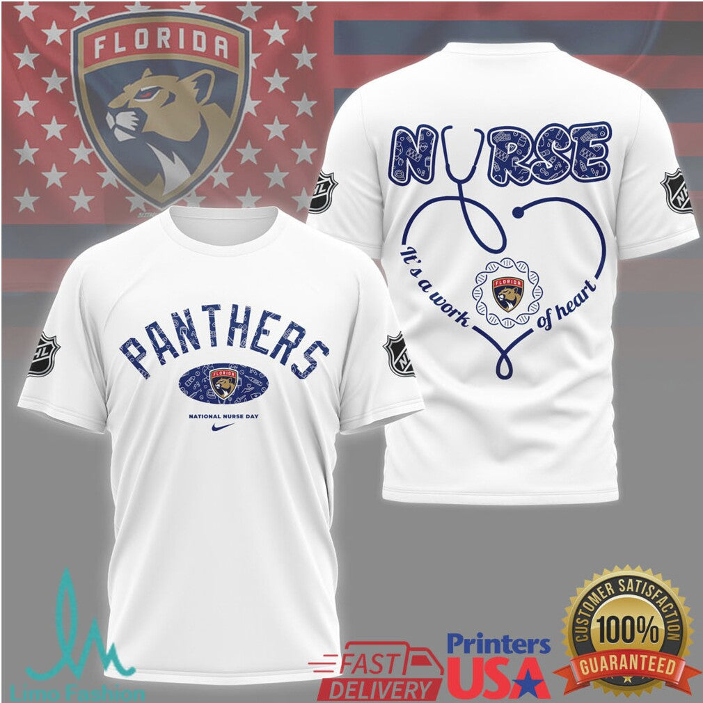 Florida Panthers Nurse Shirt NHL Hockey Stethoscope Heart Design T Shirt - Limotees LLC