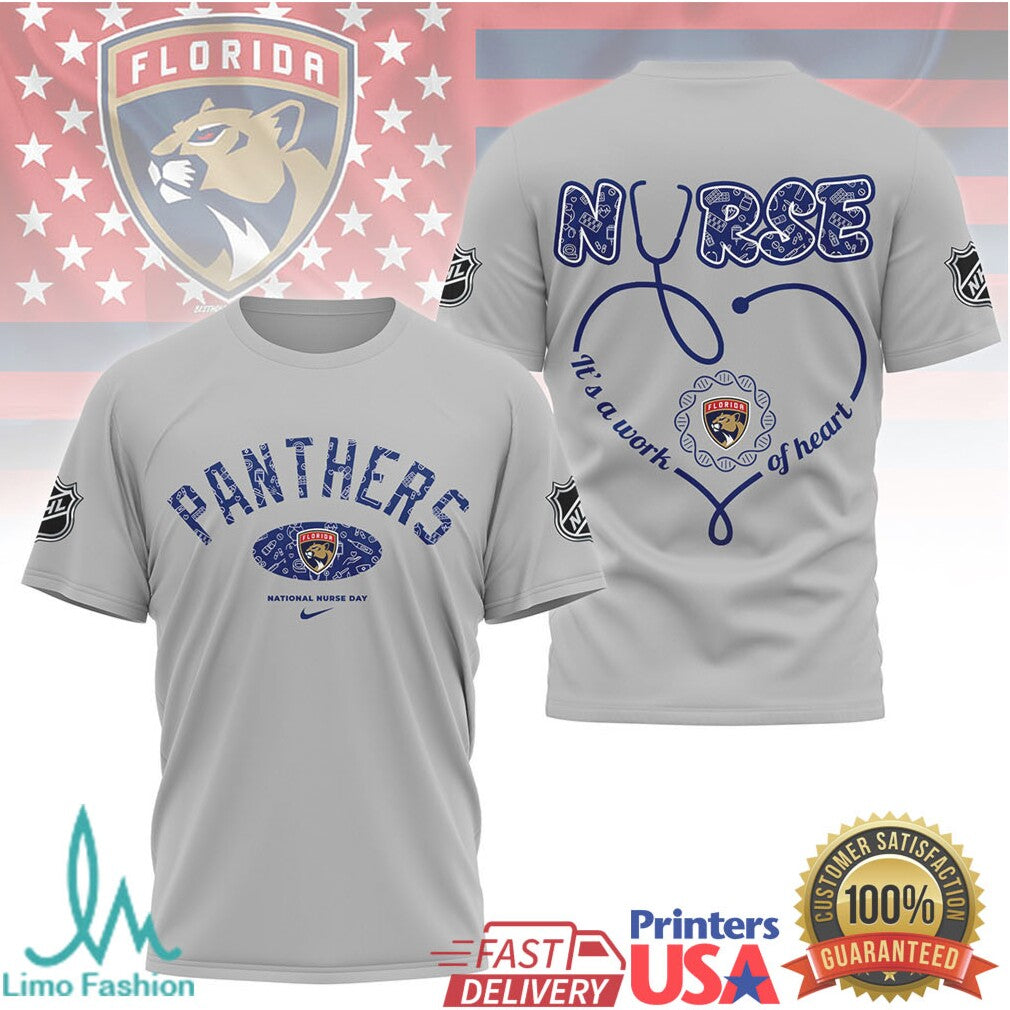 Florida Panthers Nurse Shirt NHL Hockey Stethoscope Heart Design T Shirt - Limotees LLC