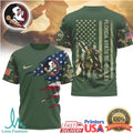 Florida State Seminoles FSU Camo American Flag Military Tribute T Shirt
