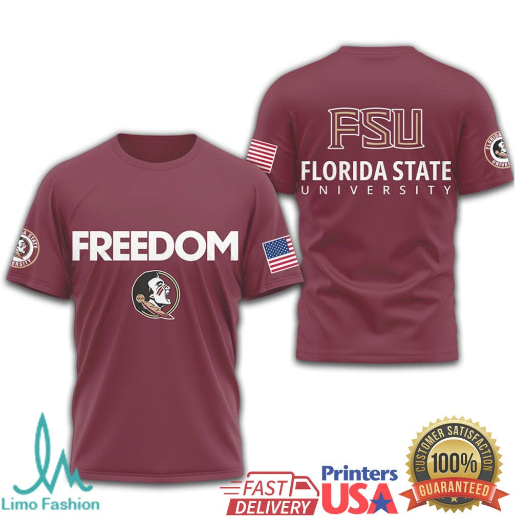 Florida State Seminoles FSU Freedom Patriotic American Flag T Shirt - Limotees LLC