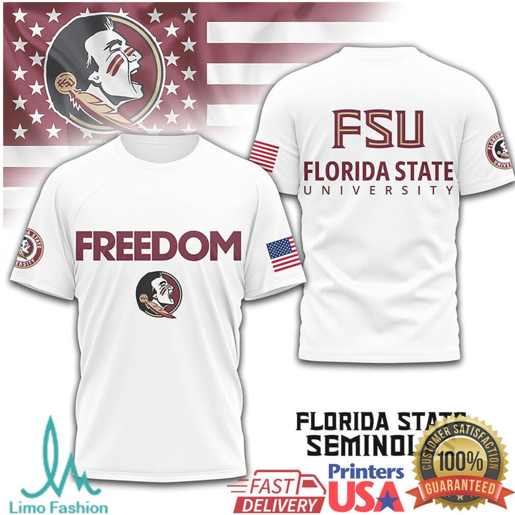 Florida State Seminoles FSU Freedom Patriotic American Flag T Shirt - Limotees LLC