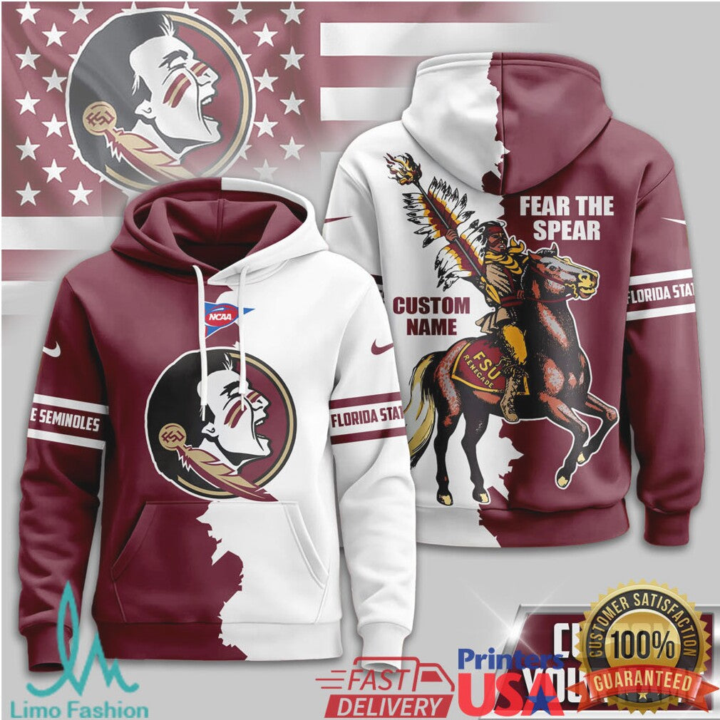 Florida State Seminoles Fear The Spear Custom Name Split T Shirt - Limotees LLC