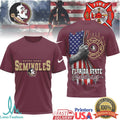 Florida State Seminoles Fire Dept Patriotic Hero Graphic T Shirt - Limotees LLC