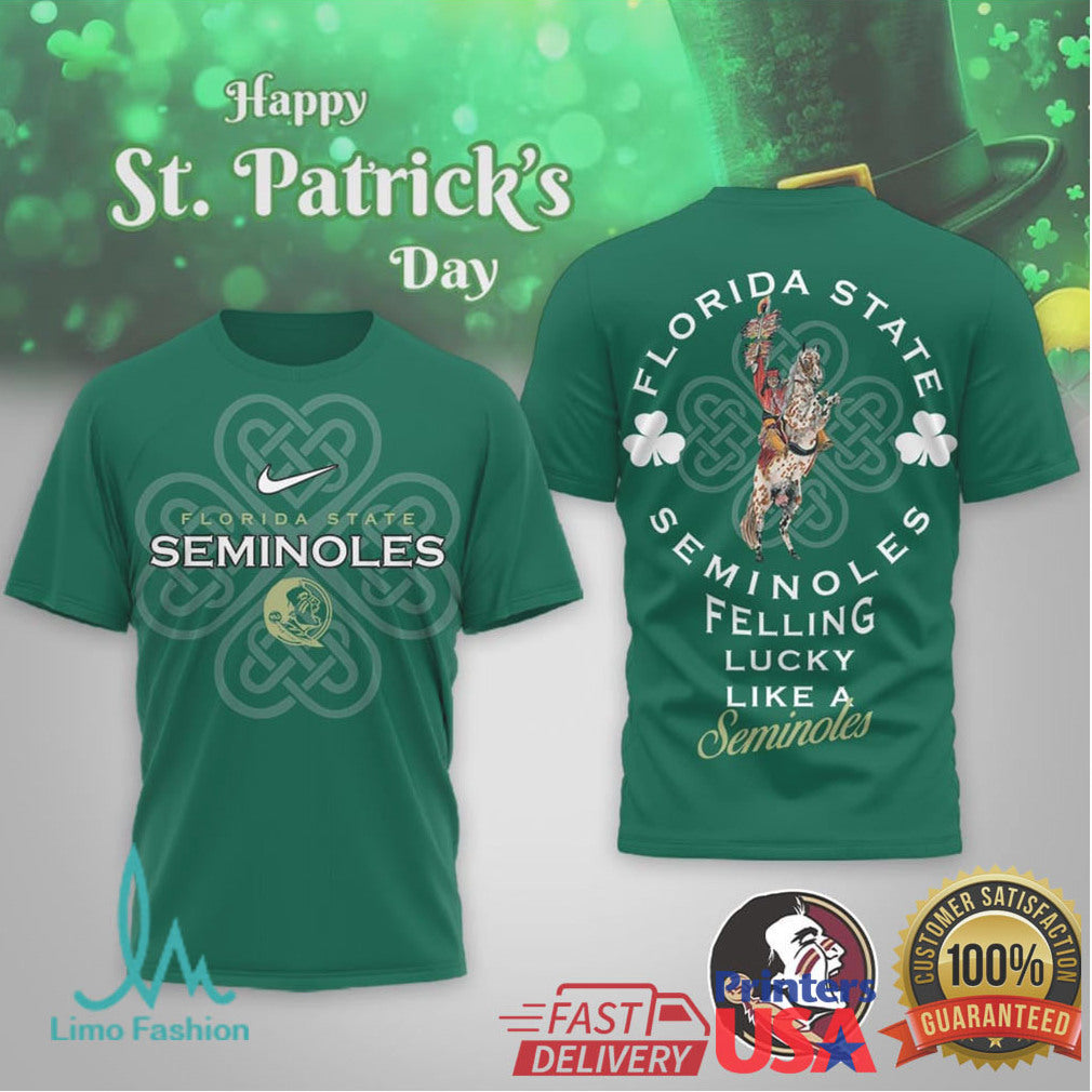 Florida State Seminoles St. Patrick's Day Feeling Lucky Like a Seminole T Shirt - Limotees LLC