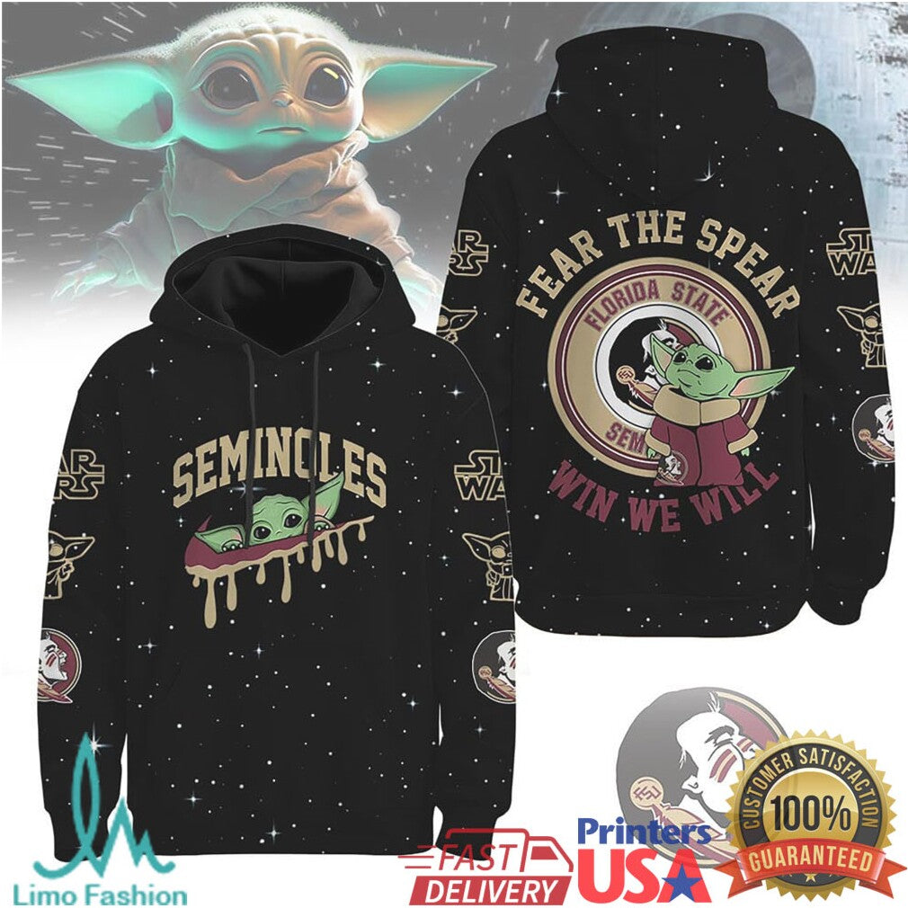 Florida State Seminoles Star Wars Grogu Fear The Spear 3D T Shirt
