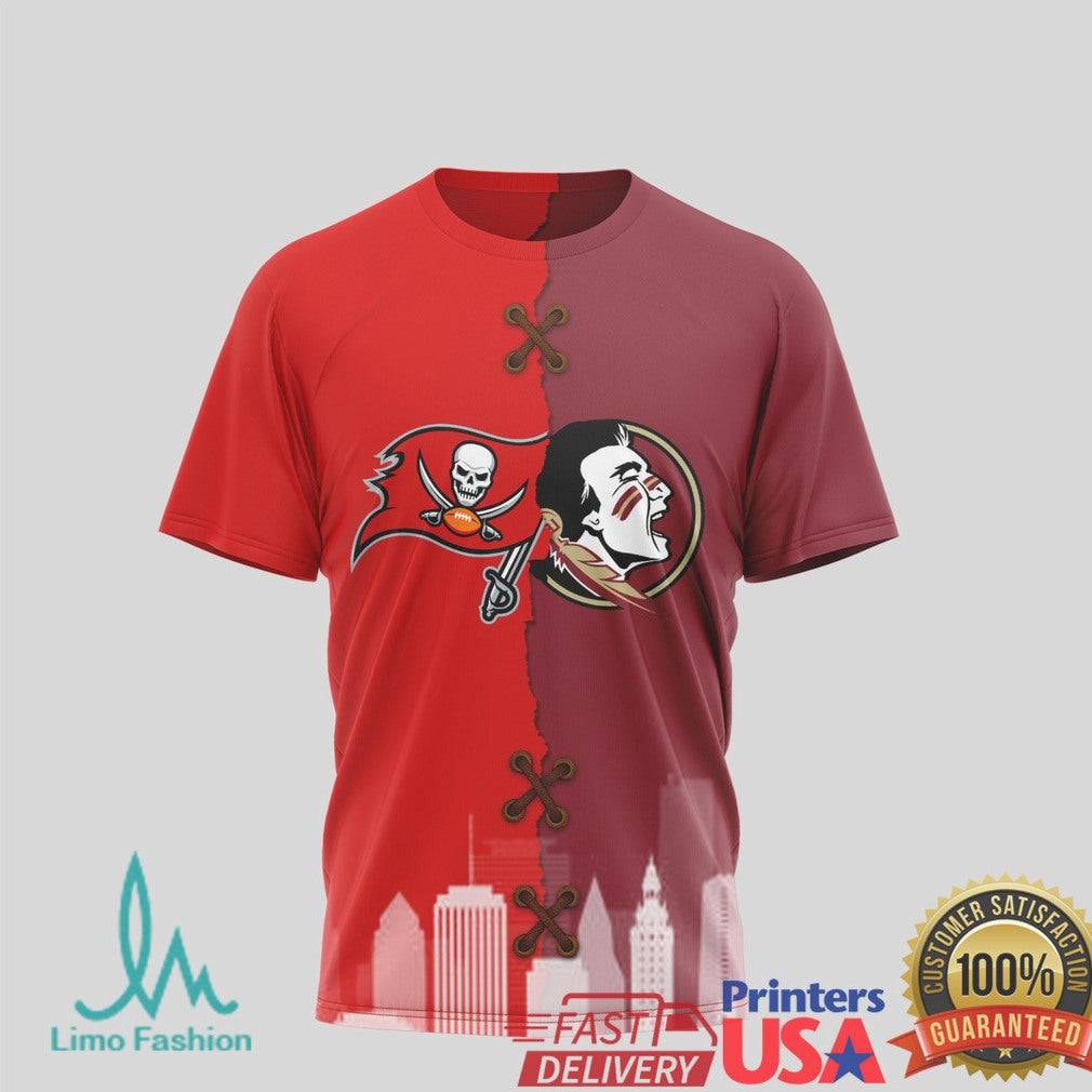 Florida State Seminoles vs Tampa Bay Buccaneers House Divided Shirt FSU & Bucs Split T Shirt - Limotees LLC