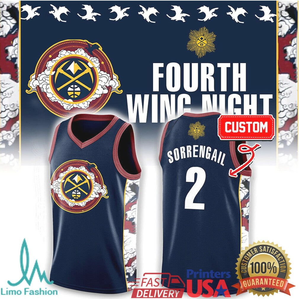 Fourth Wing Night NBA Denver Nuggets Custom Name & Number Jersey T Shirt - Limotees LLC