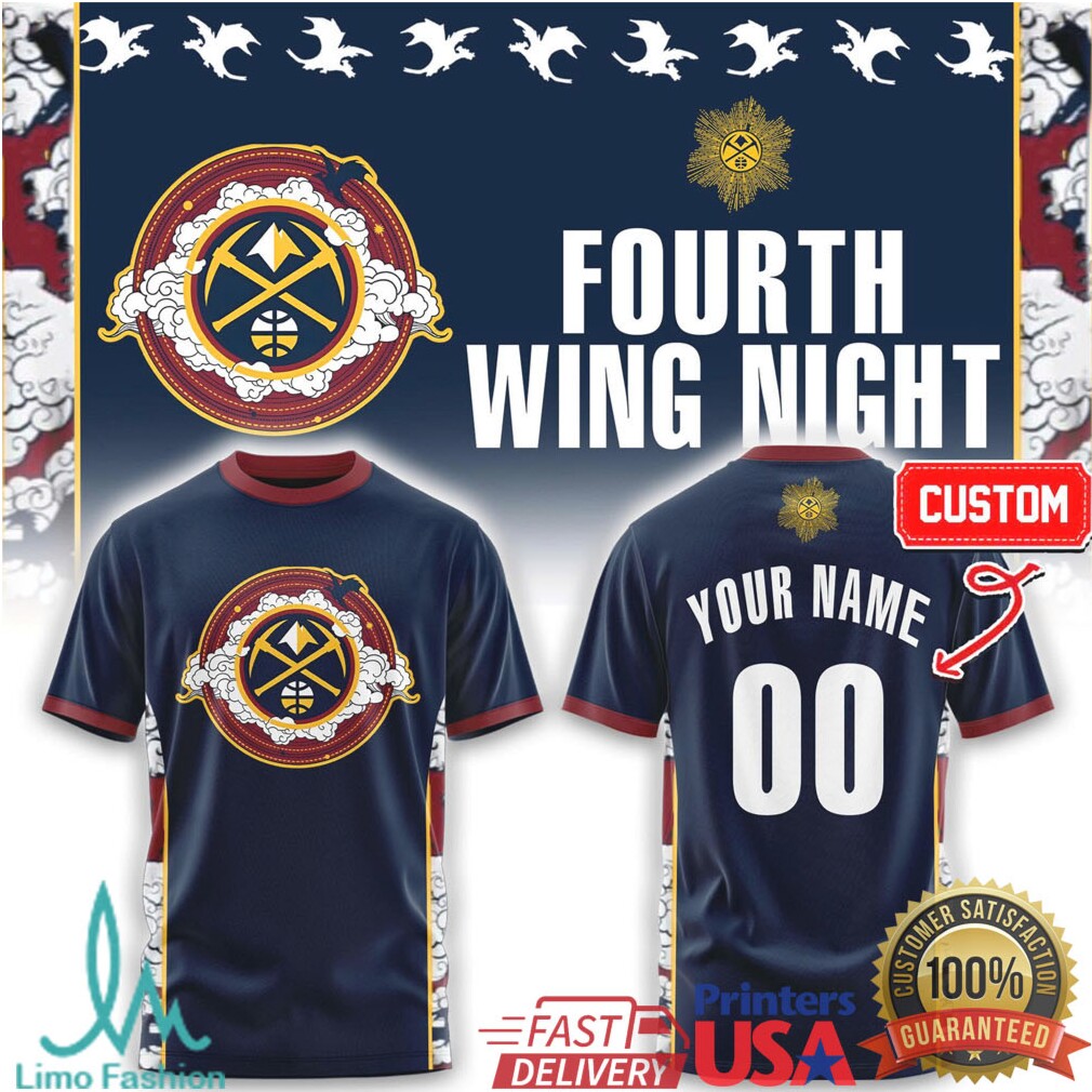 Fourth Wing Night NBA Denver Nuggets Custom Name & Number Jersey T Shirt - Limotees LLC
