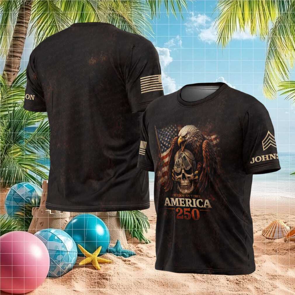 Freedom Isn't Free America 250 Eagle & Skull Patriotic Military Top - Limotees LLC